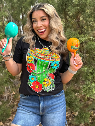 Barbara's Sombrero Cactus Tee - Black