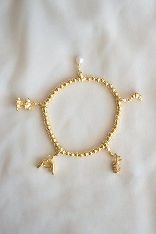Round Pearl Clip Charm - Gold