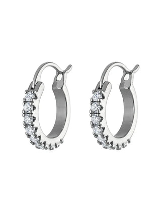 Lane Hoop Mini Silver Earrings