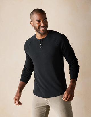 Black - Puremeso Everyday Henley Top