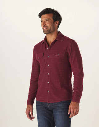 Wine - Textured Knit Shirt