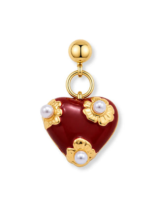 Red Pearl Heart Grip Charm