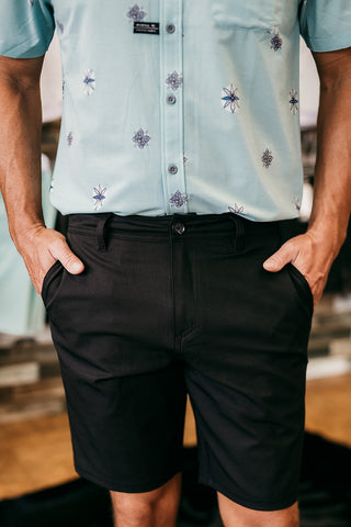 Black - 19" Reverse Light Check Hybrid Shorts