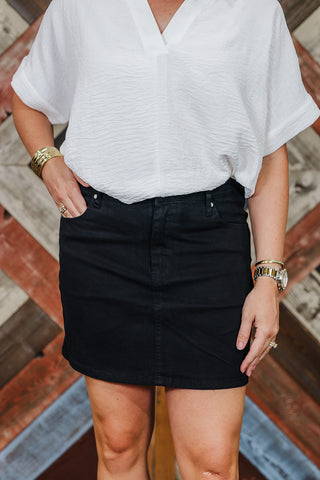 Nova Black Denim Skirt