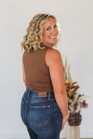 Destiny Ribbed Bodysuit - Chocolate