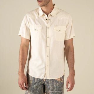 The Wyatt Pearl Snap Short Sleeve Shirt - Antique White