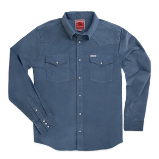 The Wyatt Pearl Snap Long Sleeve Corduroy Shirt - Sky Blue