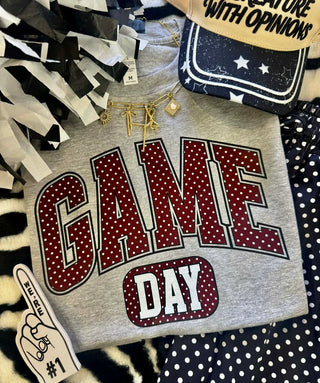 Game Day Maroon Polka Dots Tee (PREORDER)