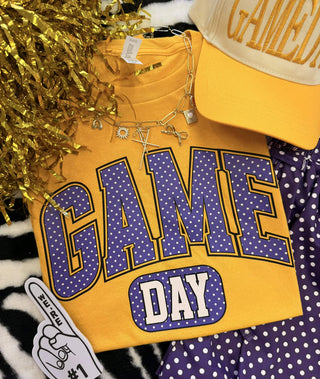 Game Day Purple & Gold Polka Dots Tee (PREORDER)