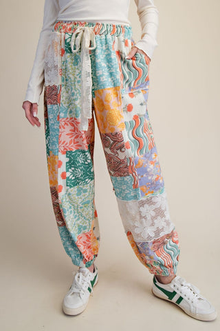 Pretty Patchwork Print Pants