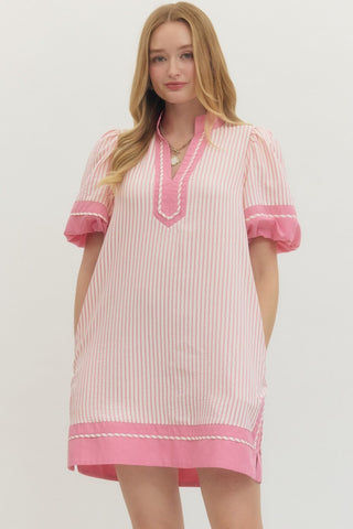 Simply Striped Dress - Pink