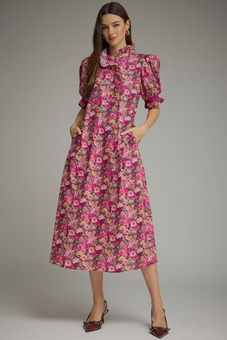 Dreaming of Fall Florals Dress - Magenta