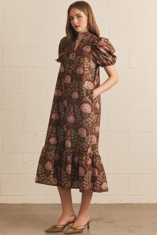 Bohemian Bloom Dress - Brown