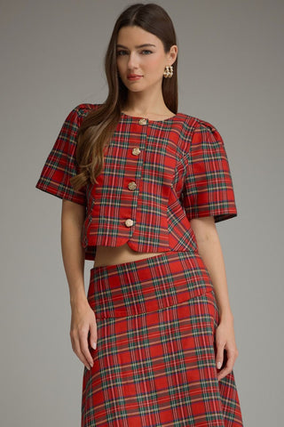 Carol Christmas Plaid Top