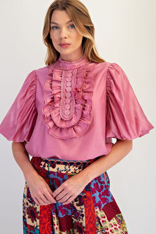 So Sassy Shimmer Top- Lipstick Pink