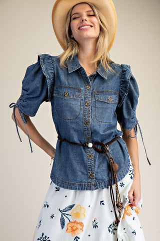 Ruffle Me Blue Top