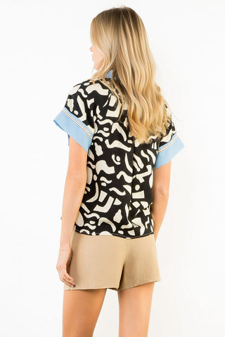 Addie Abstract Print Top