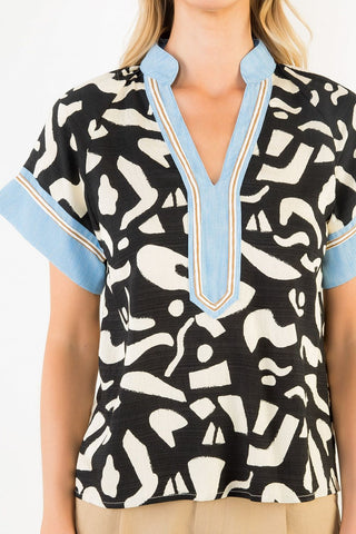 Addie Abstract Print Top