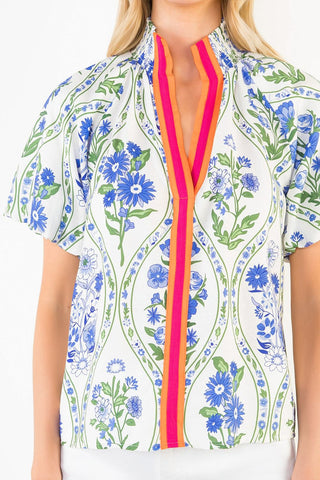 Floral Me Blue Top