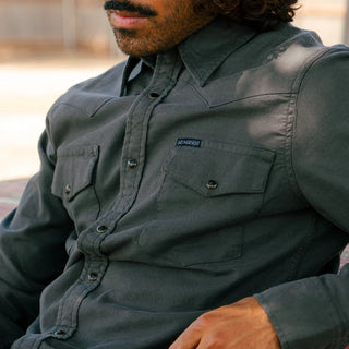 The Wyatt Pearl Snap Long Sleeve Solid Shirt - Basalt
