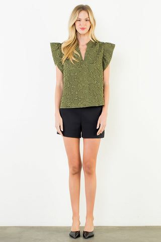 Here for the Party Top - Olive