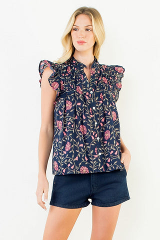 Navy Bloom Top