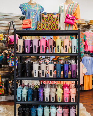 Brumate Drinkware on shelves, Interior of Sings My Soule Boutique