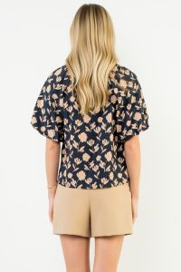Goldie Gold Floral Top - Black