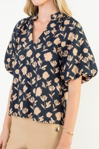 Goldie Gold Floral Top - Black