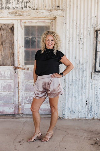 Satin Hi-Waisted Shorts - Champagne