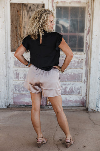 Satin Hi-Waisted Shorts - Champagne