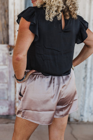 Satin Hi-Waisted Shorts - Champagne