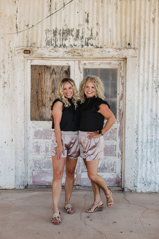 Satin Hi-Waisted Shorts - Champagne