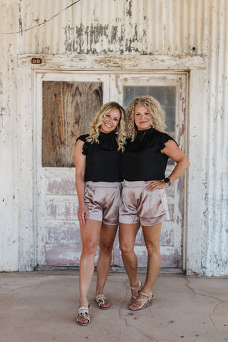 Satin Hi-Waisted Shorts - Champagne