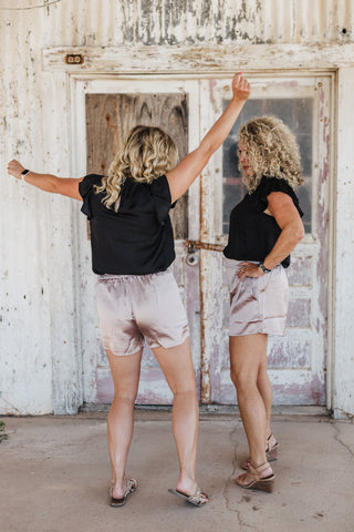 Satin Hi-Waisted Shorts - Champagne